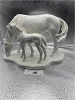 GOEBEL MARE & COLT WHITE GLAZED HORSE FIGURINE