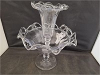 Crocheted Crystal Imperial Glass Ohio Footed Bowl