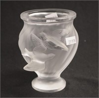 Lalique France "Rosine" frosted crystal vase