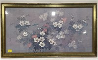 (AM) Wood Framed Flower And Butterflies Oriental