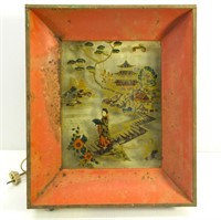 Oriental  Lighted  Metal & Glass Picture
