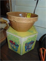 Crock Bowl and Glass Fruit Basket