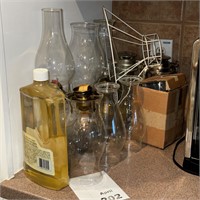 Assorted Hurricane Lamps & Oil