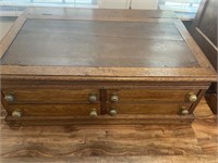 Antique Oak Table Top Spool Cabinet Deck Slant Top