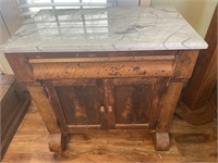 Antique Marble Top Cabinet with Drawer 18 x 29 x30