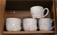 Porky stoneware coffee mugs, set of 4