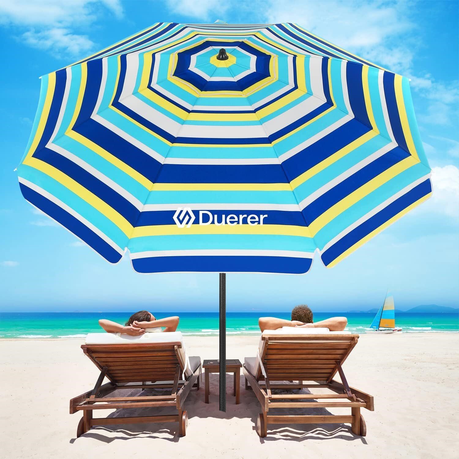 Duerer 8.5FT Beach Umbrella  Blue Stripes
