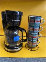 Coffee Maker & Coffee Cups w/counter organizer