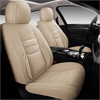 Full Coverage Leather Car Seat Covers (Beige)