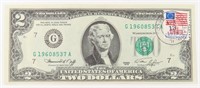 1976 $2 FEDERAL RESERVE NOTE STAMPED POSTMARKED