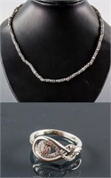 Set of Diamond Ring &Labradorite Necklace CRV$925