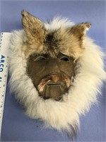 10 1/2" skin mask with sheep fur trim and possibly