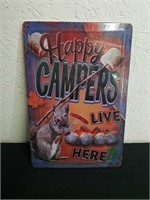8 X 12-in happy campers live here metal sign