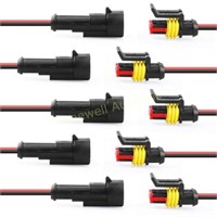 moinkerin 5pc 2 Pin Waterproof 12v Connector Plug