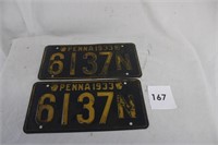 (2) 1933 PENNSYLVANIA LICENSE PLATES