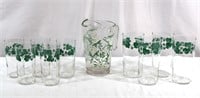 10 Pcs. Federal Glass "Southern Ivy" Tumblers+