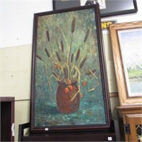 POT OF CAT TAILS PAINTING -UNSIGNED