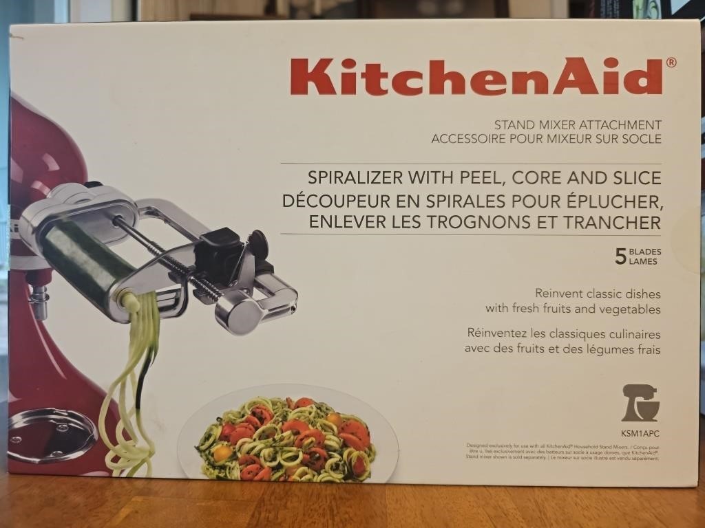 NEW KSM1APC Kitchen Aid Spiralizer w/ peel, core
