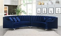 Velvet Modular Corner Curved Sofa  142  Blue