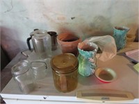 GROUP VASES, CLAY POTS, JARS, COFFEE POTS