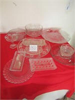 12-PIECES CLEAR GLASS,TRAYS,BOWLS,MORE