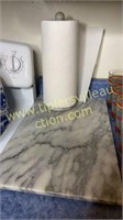 Marble cutting board and paper towel holder