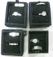 8 Various Faux Diamond Gem Ladies Rings
