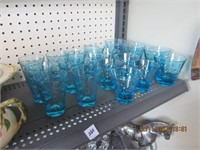 3 Various Sizes Blue Bubble Glass Glasses