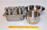 Stainless Steel Bowls, a Stainless Steel Server,