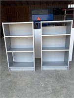 2 grey shelf units