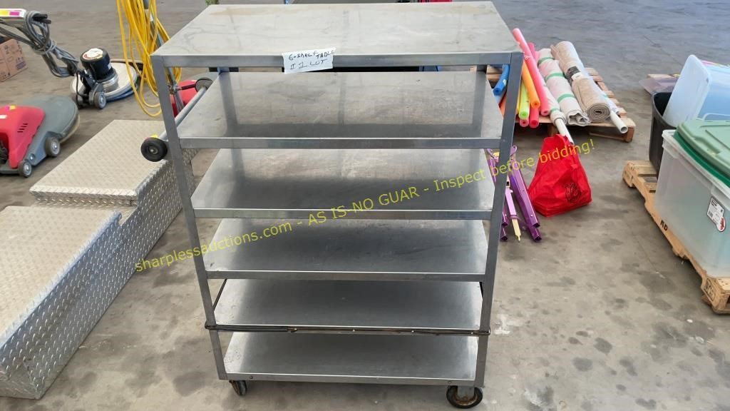 6-Shelf Metal Cart on Casters