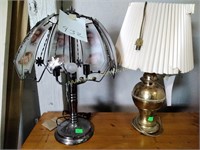 2 table lamps - one missing glass panes