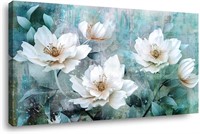 Abstract Roses Wall Art for Living Room Grey Green
