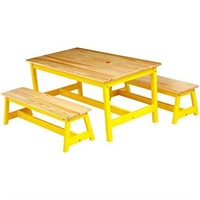 Amazon Basics Indoor Kids Table and Bench Set  Nat