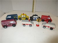 Set of 7 Wooden vehicles