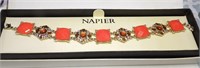Napier Coral Orange Jeweled Bracelet New in Box