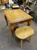 VINTAGE COFFEE TABLE AND STOOL