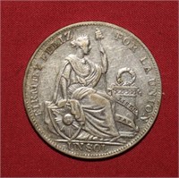 1934 Silver Peru Sol   Fine-0.500