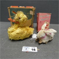 German Wind Up Toy Duck & Rabbit w/ Boxes