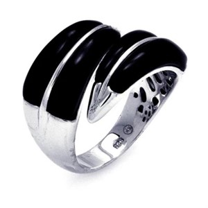 Sterling Silver-Black Onyx Fancy Design Ring