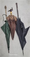 3 Really Old Umbrellas - The Fabric Is Rough But
