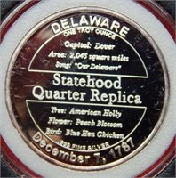 Delaware Statehood Quarter Replica 1 Oz Silver