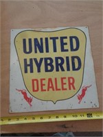 METAL SIGN 12"X12" UNITED HYBRID DEALER
