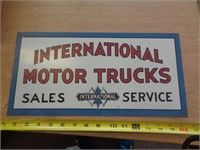 METAL SIGN 8"X16" INTERNATIONAL MOTOR TRUCKS