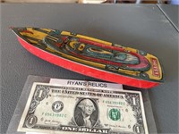 Vintage Narx tin litho USS Ohio toy boat battle