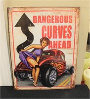 Metal Dangerous Curves sign