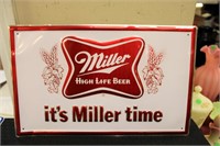 Vintage metal Miller adv sign