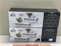 TWO BOXES OF SET OF TWO SHELVES WITH WIRE ACCENTS