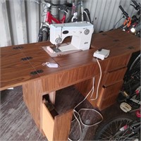 Elna Sewing Machine in Cabinet