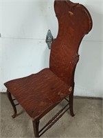 Oak Art Nouveau chair Molded Back has some veneer